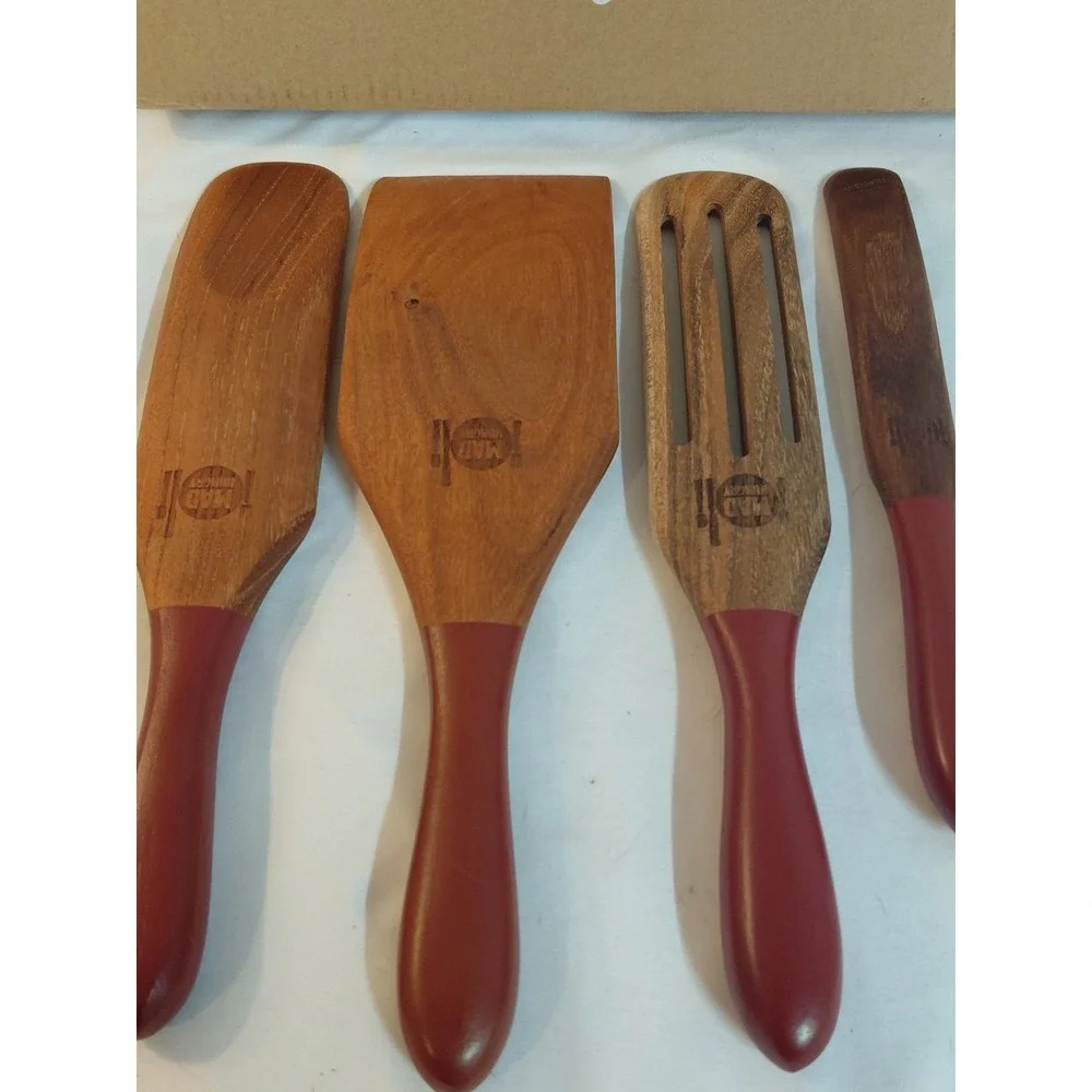 Mad Hungry 4 Pc Acacia Wood Spurtle Set Spatula Utensils As Seen On TV New